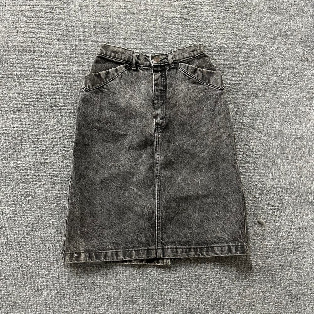 Gap Denim Skirt Womens Size 3/4 Black Acid Wash High Waisted Cotton USA Made